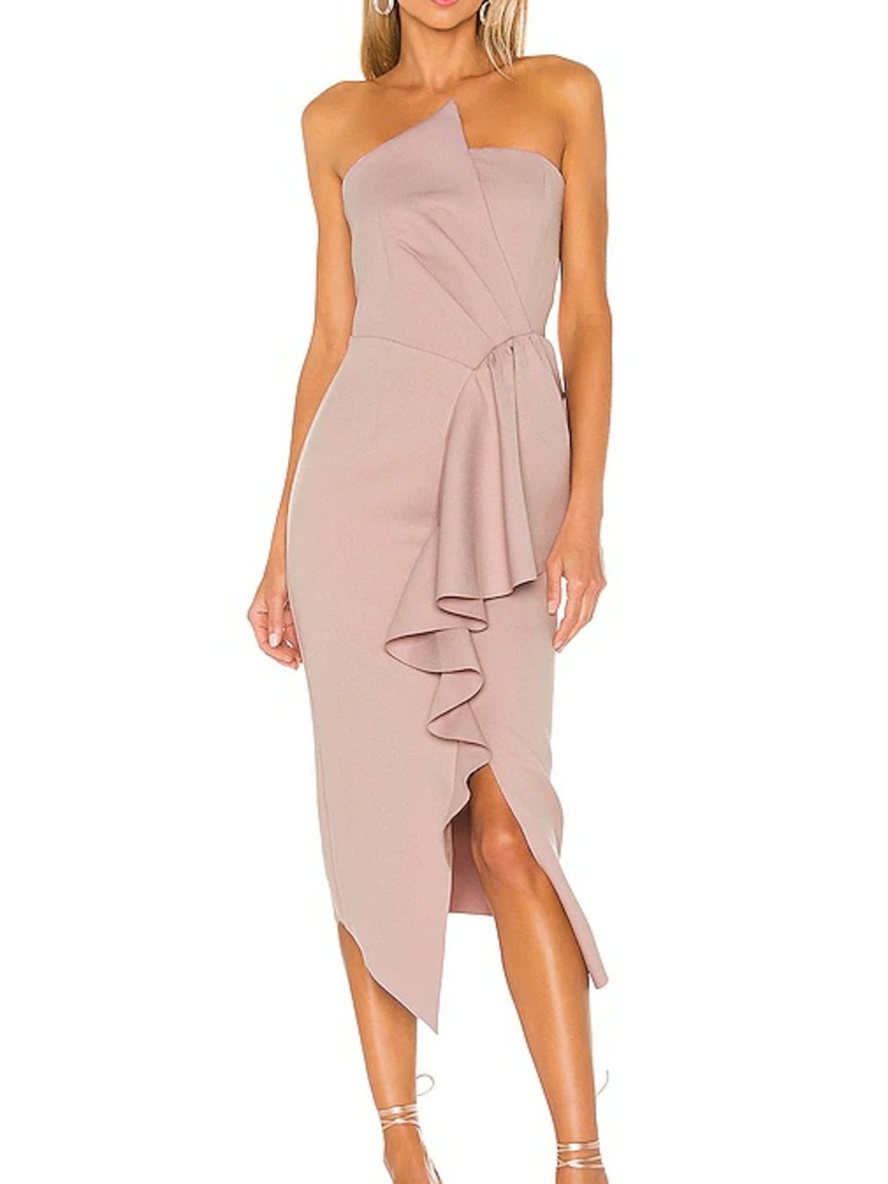 Elliatt Reception Dress Asymmetrical Midi Dusty Pink XL NWT